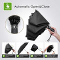 OEM Amazon 12Ribs Inverted Dach Windproof automatisch faltungsvolle Regenschirm Auto Reverse -Regenschirm mit Lederette